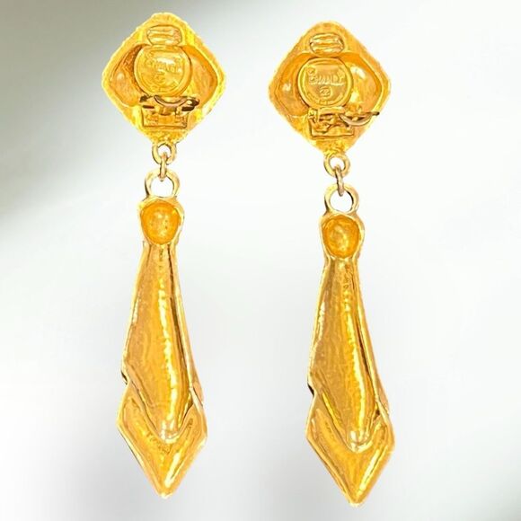Chanel Vintage Gold Plated Dangle Earrings - Picture 4 of 6